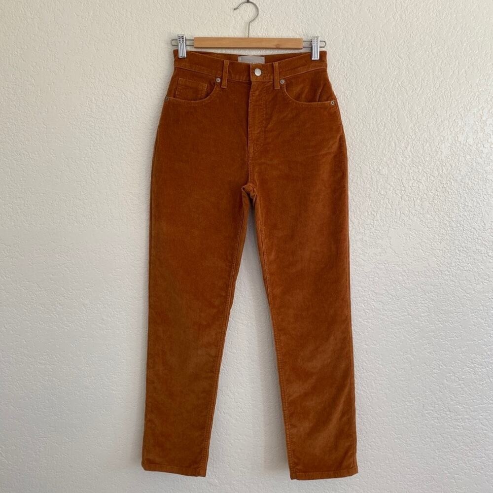 Everlane Baby Cord Cheeky Pant High Rise Ankle Burnt Orange Acorn Womens 26 - Picture 2 of 12
